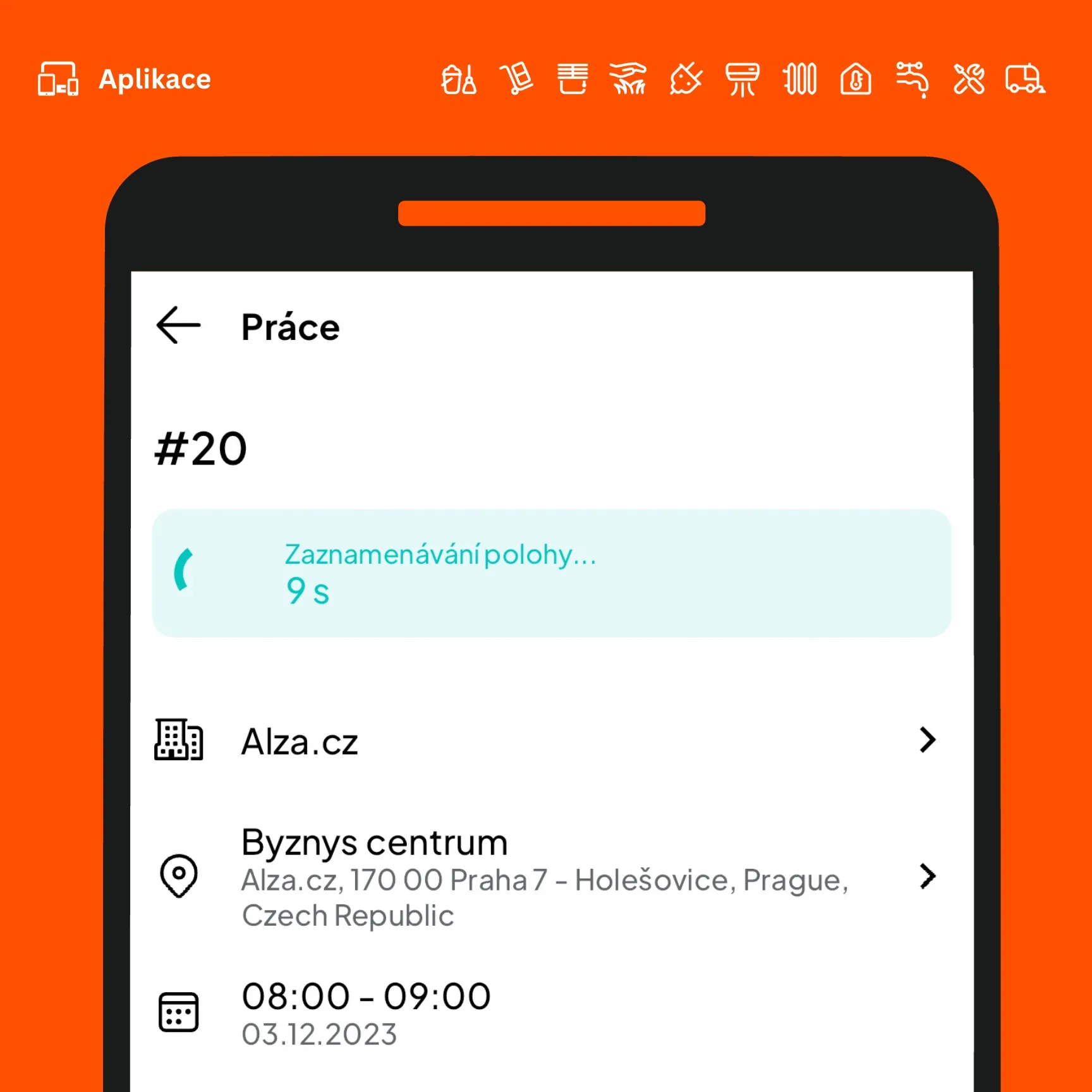 GPS poloha Timoty mobilní aplikace